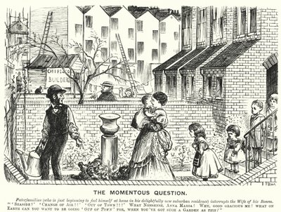 Punch cartoon: The Momentous Question (gravyr) av English School