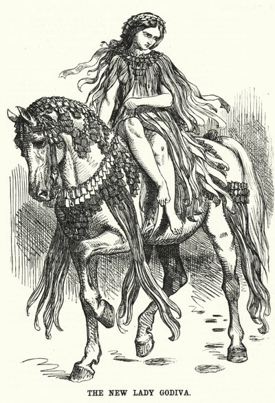 Punch tecknad: The New Lady Godiva (gravyr) av English School