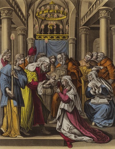 Rening av Jungfru Maria (färg litho) av English School