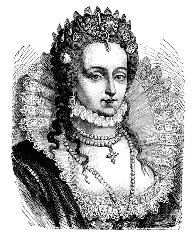 Drottning Elizabeth I (färg litho) av English School