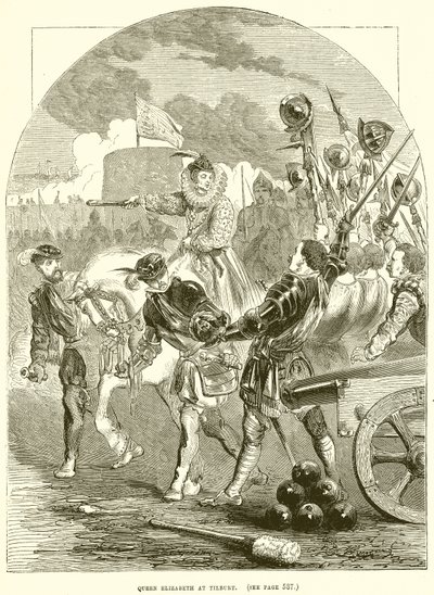 Drottning Elizabeth i Tilbury av English School