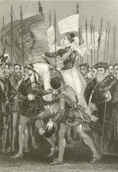 Drottning Elizabeth vid Tilbury Fort av English School