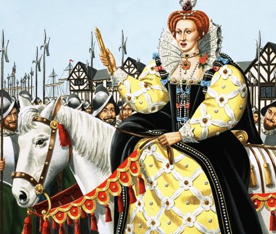 Königin Elisabeth hält ihre Armada-Rede von English School