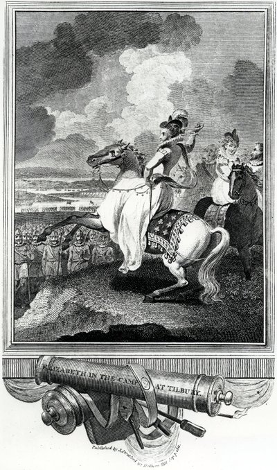Drottning Elizabeth i lägret i Tilbury, 1811 av English School