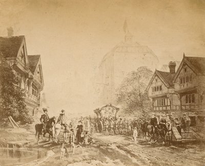 Drottning Elizabeth besöker Globe Theatre av English School