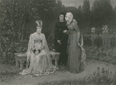 Drottning Isabella och hennes damer, kung Richard II av English School