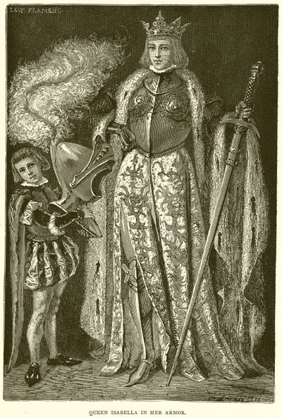 Drottning Isabella i sin rustning av English School