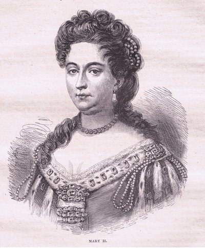 Drottning Maria II av England (litografi) av English School