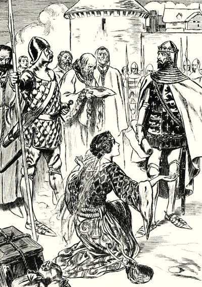 Drottning Philippa vädjar för männen i Calais (litografi) av English School