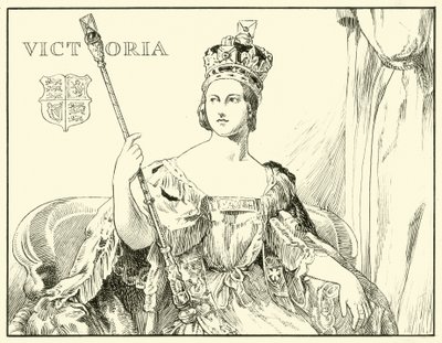 Drottning Victoria (After the Coronation Portrait av Sir George Hayter) (bläck på papper) av English School