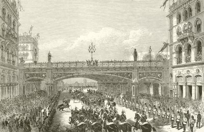 Drottning Victoria öppnar Holborn Viaduct, 1869 av English School