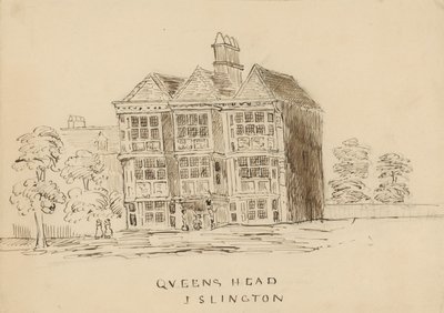 Queens Head, Islington, London (bläck på papper) av English School