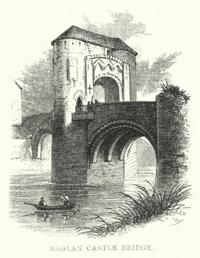 Raglan Castle Bridge (gravyr) av English School