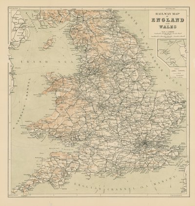 Järnvägskarta över England och Wales av English School