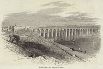 Järnvägsviadukten över Tweed, vid Berwick (gravyr) av English School