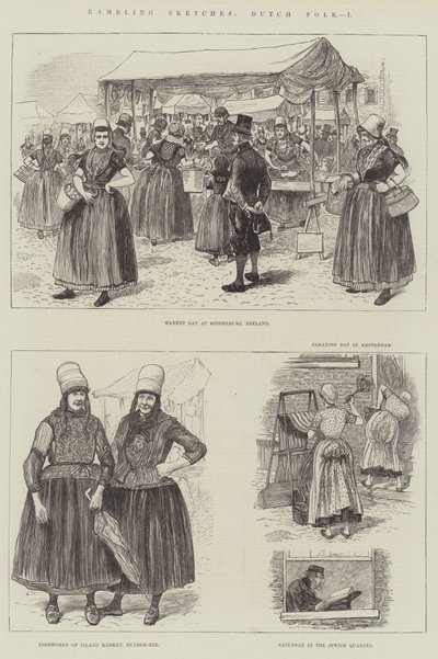 Vandringsskisser, holländsk folkmusik (gravyr) av English School