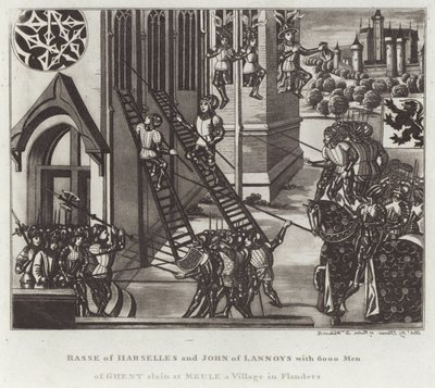 Rasse av Harselles och John of Lannoys med 6000 män från Gent dödade vid Meule a Village i Flandern av English School