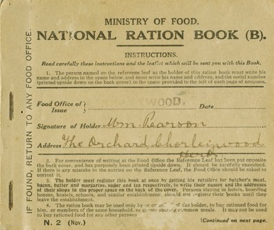 Ransoneringsbok för William Pearson, Chorleywood, Hertfordshire, 1919 (tryck) av English School
