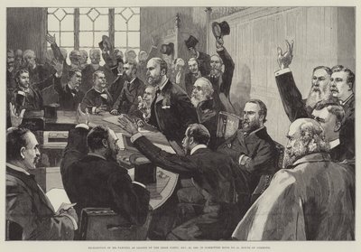 Omval av Mr Parnell som ledare för det irländska partiet, 25 november 1890, i utskottsrum nr 15, House of Commons av English School