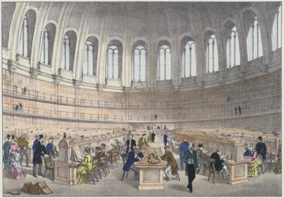 Lässal i British Museum, London (färgad gravyr) av English School