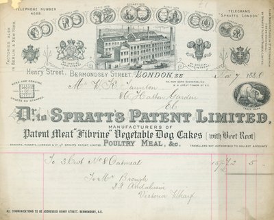 Kvitto för Dr Spratts Patent Limited av English School