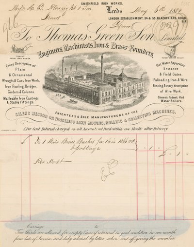 Kvitto för Thomas Green & Son Limited av English School