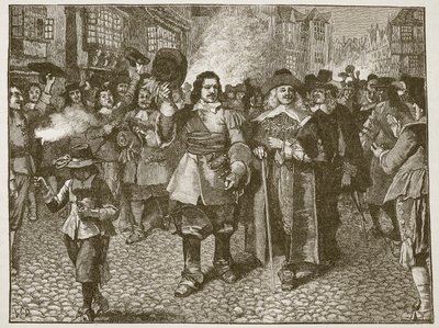 Mottagning av Monck i City of London, illustration från Cassells Illustrated History of England (sepiafoto) av English School
