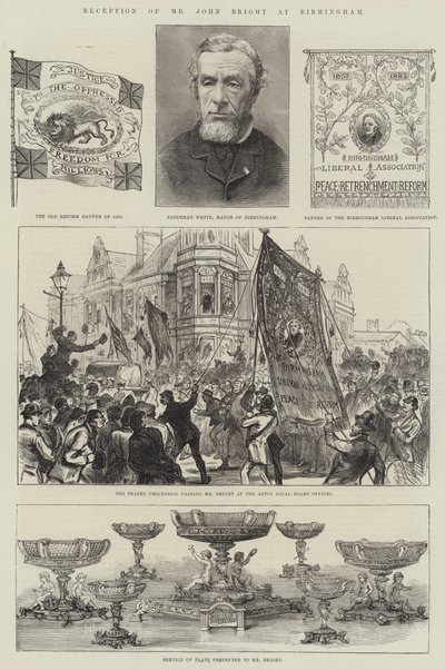 Mottagning av Mr John Bright i Birmingham (gravyr) av English School