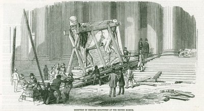 Mottagande av skulpturer från Nineveh på British Museum (gravyr) av English School