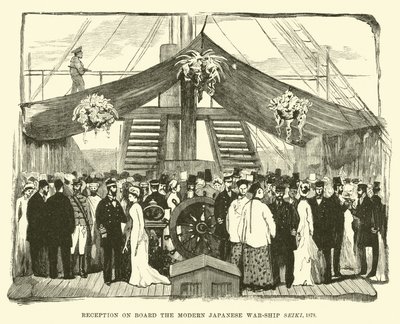 Mottagning ombord på det moderna japanska krigsfartyget Seiki, 1878 av English School