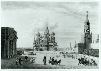 Röda torget, Moskva, från The Character of the Russians and a Detailed History of Muscovy av Robert Lyall, publicerad 1823 av English School