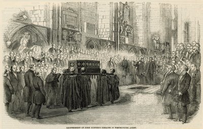 Återbegravningen av John Hunters finns kvar i Westminster Abbey av English School