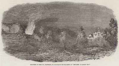 Jubel vid Henllys, Beaumaris, för att fira majoriteten av "The Heir of Baron Hill" (gravyr) av English School
