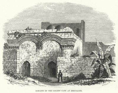 Rester av Golden Gate i Jerusalem (gravyr) av English School