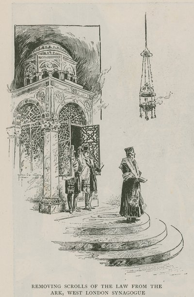 Ta bort lagens rullar från arken, West London Synagogue av English School