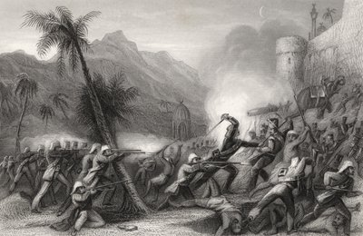 Avvärja en sortie före Delhi, från "The History of the Indian Mytery", publicerad 1858 av English School