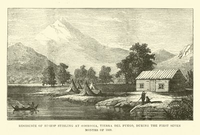 Biskop Stirlings residens i Ooshooia, Tierra del Fuego, under de första sju månaderna 1869 av English School