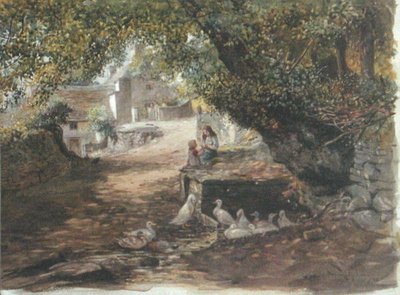 Resting in the Shade, ca 1880 (akvarell på papper) av English School