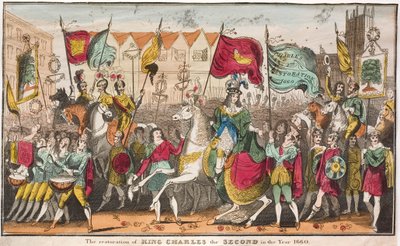 Återställande av kung Charles II till Englands tron, Westminster, London av English School