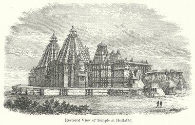Restaurerad vy av templet vid Hullabid (gravyr) av English School