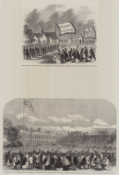 Recension av Lancashire Rifle Volunteers i Knowsley Park (gravyr) av English School