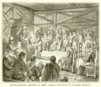 Revolutionära faror 1848. Avläggande av ed i ett hemligt sällskap av English School