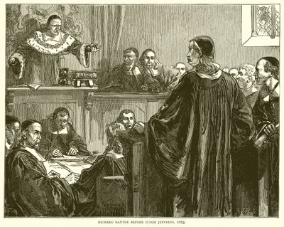 Richard Baxter inför domaren Jeffreys, 1685 av English School