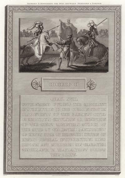 Richard II avbryter duellen mellan Hereford och Norfolk av English School