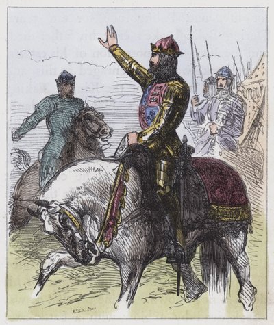 Richard II, staying the Combat (färgad gravyr) av English School