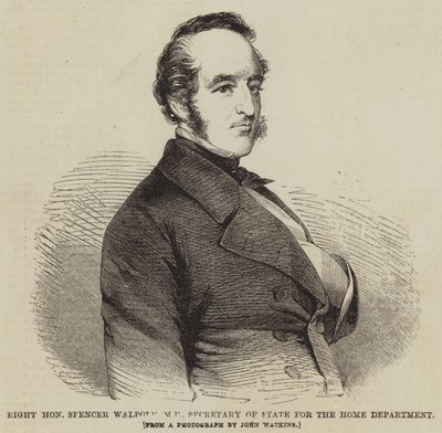 Höger Spencer Walpole, MP, utrikesminister för inrikesdepartementet (gravyr) av English School