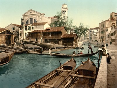 Rio di San Trovaso, Venedig (handfärgat foto) av English School