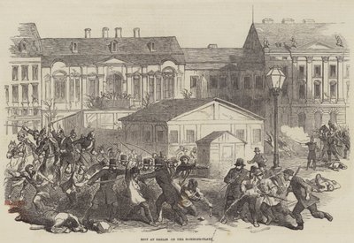 Upplopp i Berlin på Domhofs-Platz (gravyr) av English School