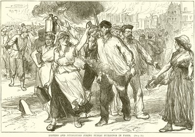 Rioters and Petroleuses avfyrar offentliga byggnader i Paris av English School
