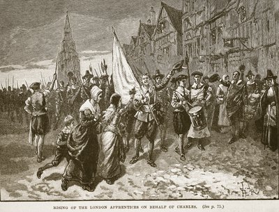 Rising of the London Apprentices på uppdrag av Charles, illustration från Cassells Illustrated History of England (sepiafoto) av English School